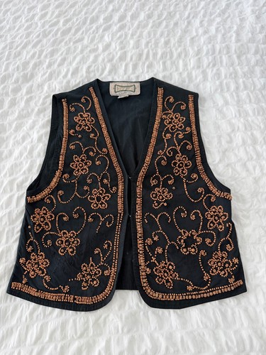 Vintage black cotton beaded - black,